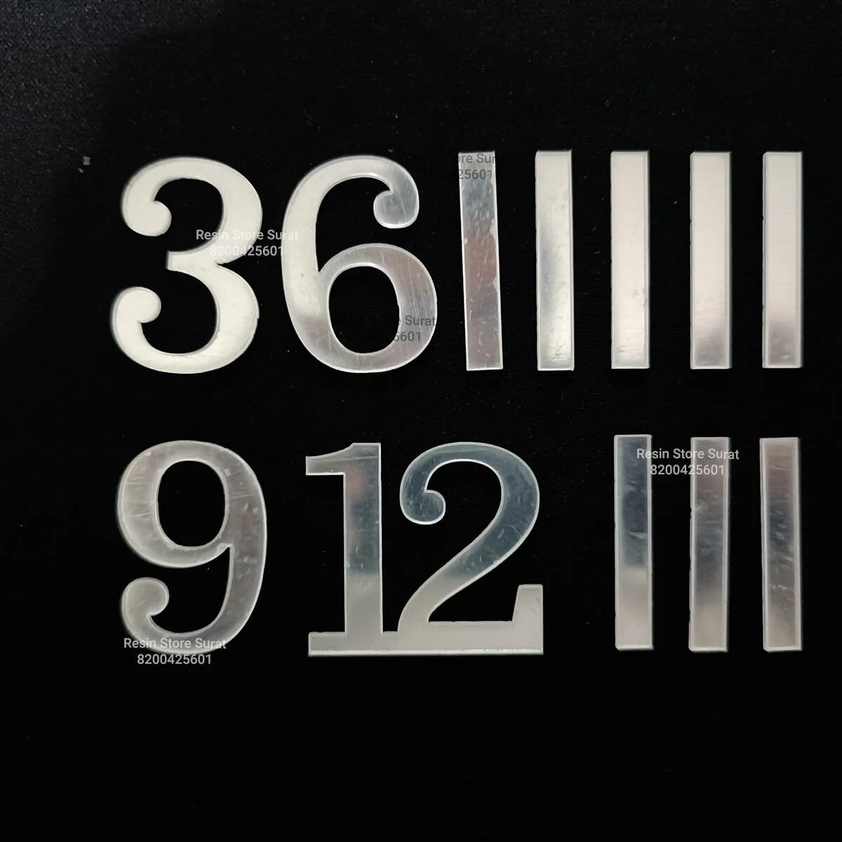 1.5 inch English number With Stick Silver