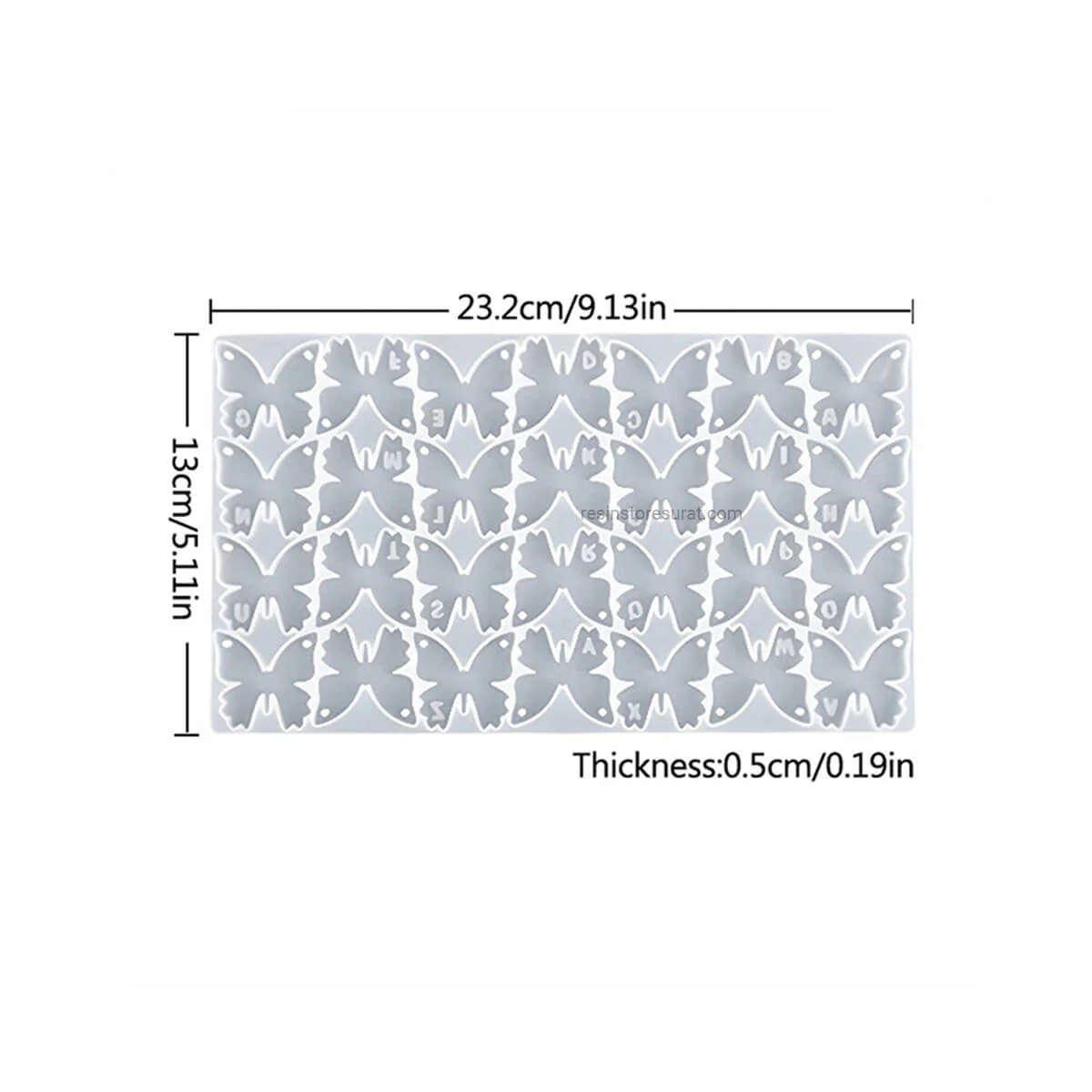 28 Cavity Letter Butterfly Keychain & Pendant Mould