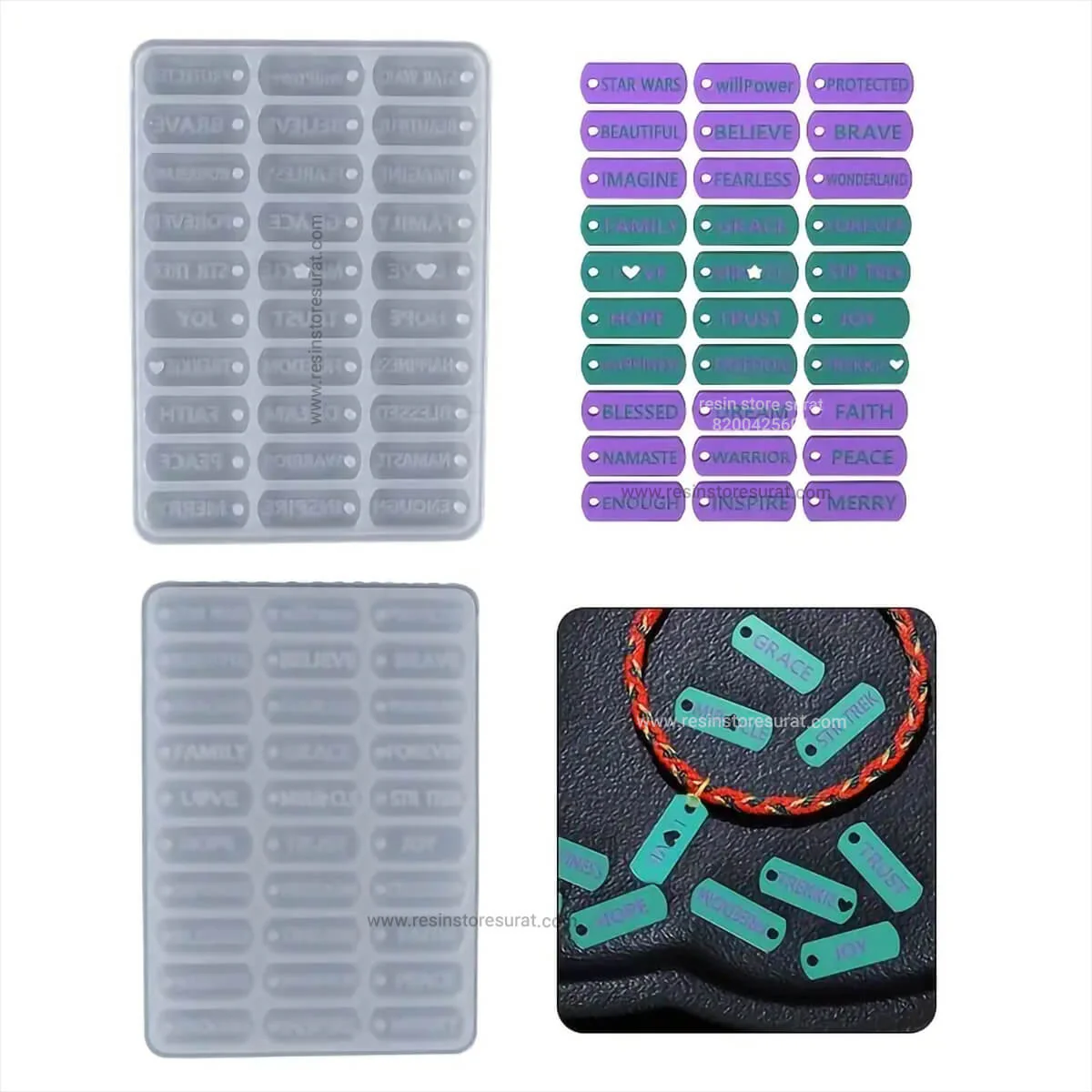 30 Cavity Small Inspirational Word Resin Mould - Image 3