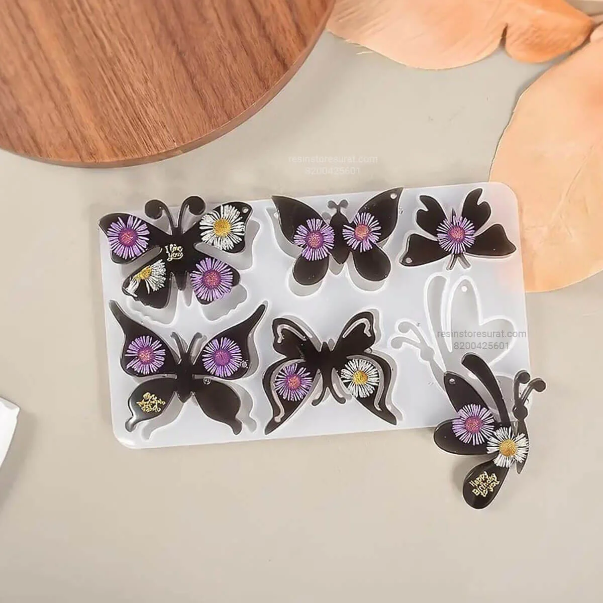 6 Cavity Butterfly Keychain & Jewellery Mould - Image 2