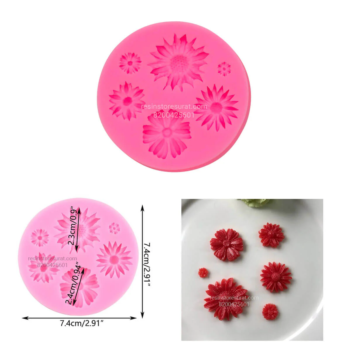 6 Cavity Sunflower 3D Mould