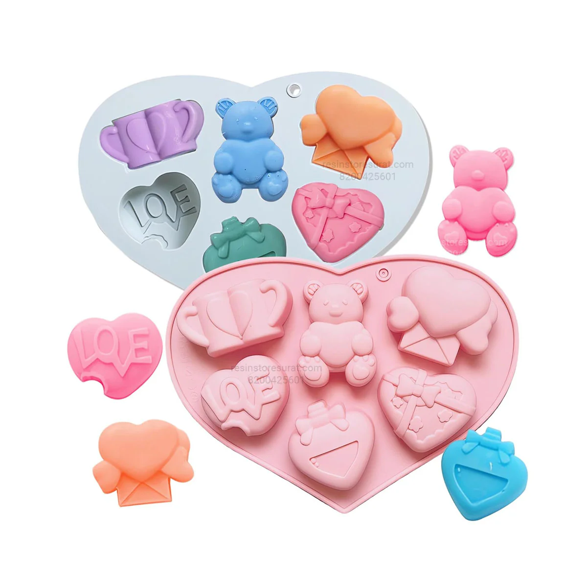 6 Cavity Valentine Heart Shape Mould for DIY Concrete Art, Resin Crafts, Soap Making & Cake Making Silicone Mould -1484