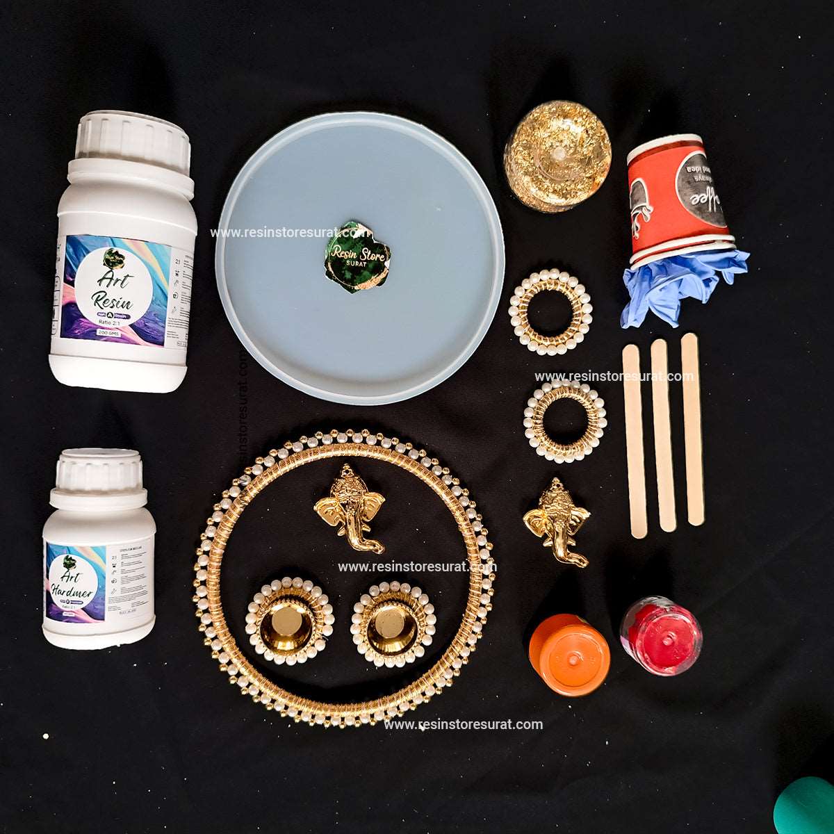 6 Inch Pooja Thali Diwali Resin Beginner Kit - Image 3