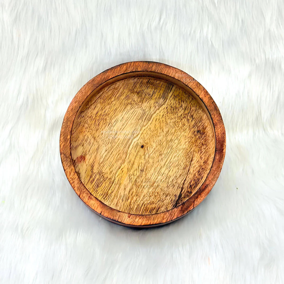 3 Inch Round Shape Wooden Candle Bowl