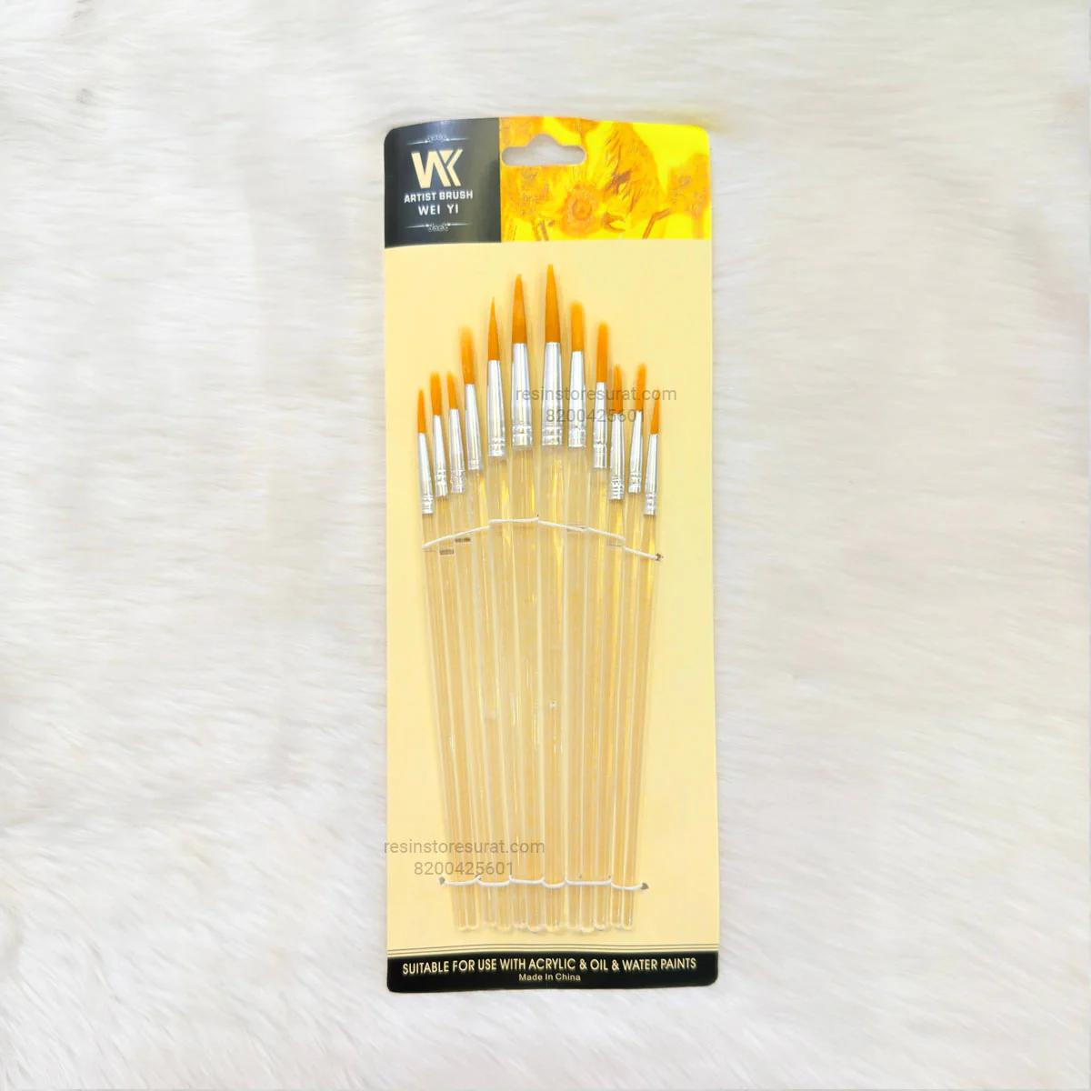 12 Pc Round Brush Clear Handle Set