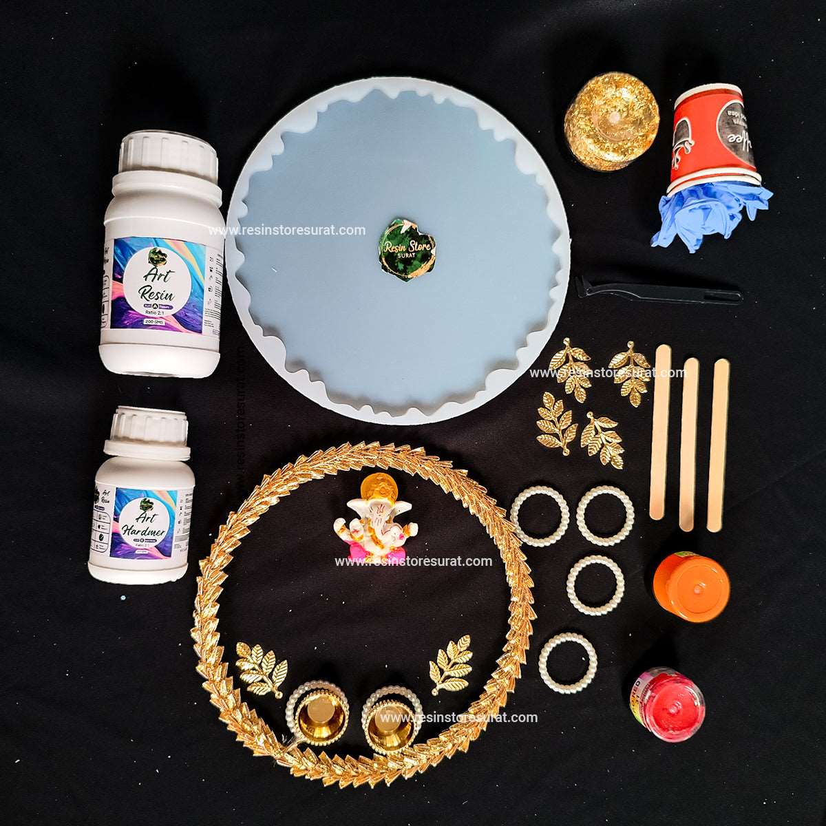 8 Inch Pooja Thali Diwali Resin Beginner Kit - Image 4