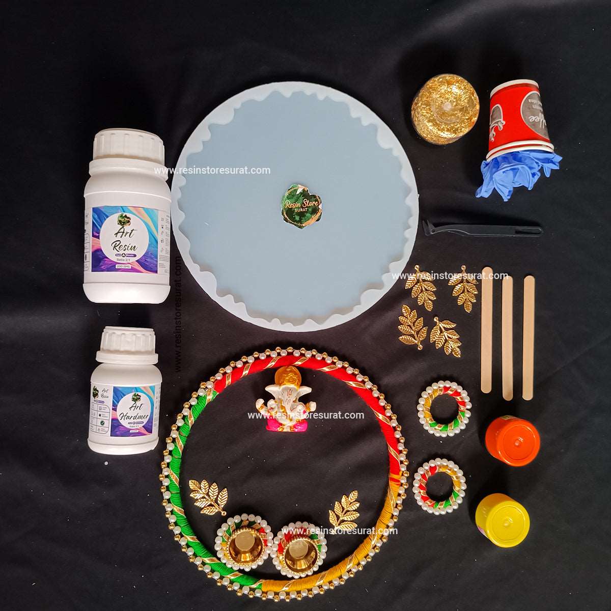 8 Inch Pooja Thali Diwali Resin Beginner Kit - Image 5