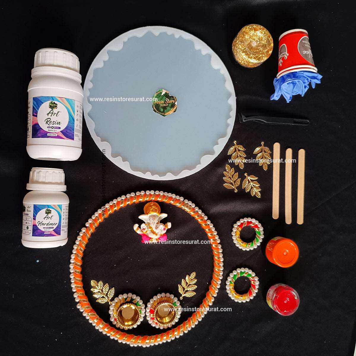 8 Inch Pooja Thali Diwali Resin Beginner Kit - Image 6