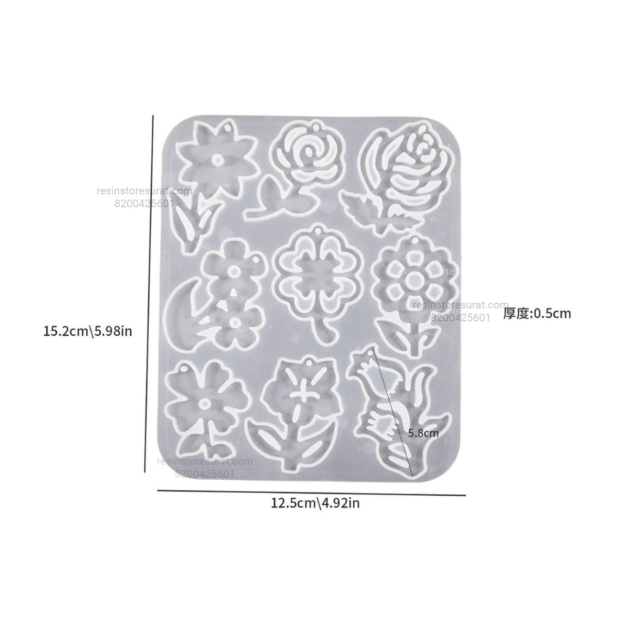 9 in 1 Flower Pendant, Jewelry, Keychain, Earring Silicone Mold - FP2
