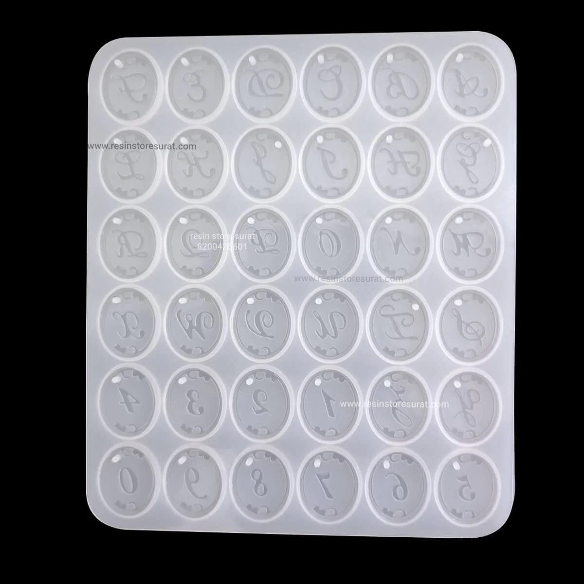 Alphabet Number Oval Earring Pendant Charm Resin Mould