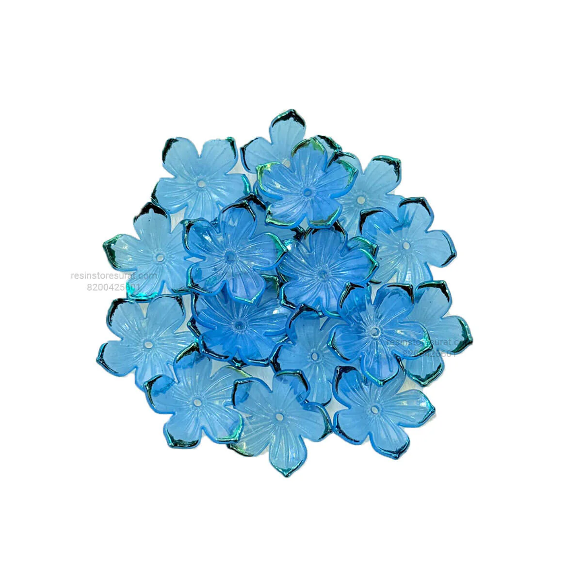 Blue Acrylic flower with golden border