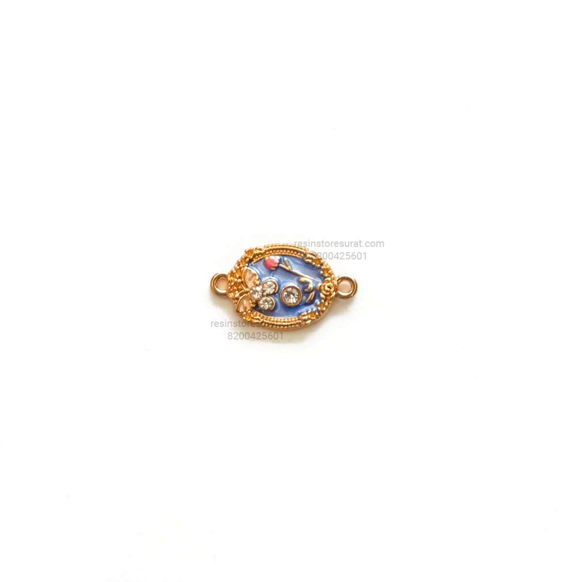 Blue Butterfly With Diamond Oval Enamel Rakhi Charm
