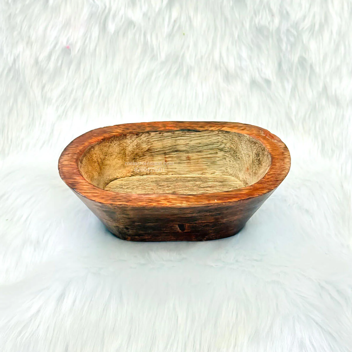 Boat Shape Wooden Candle Bowl