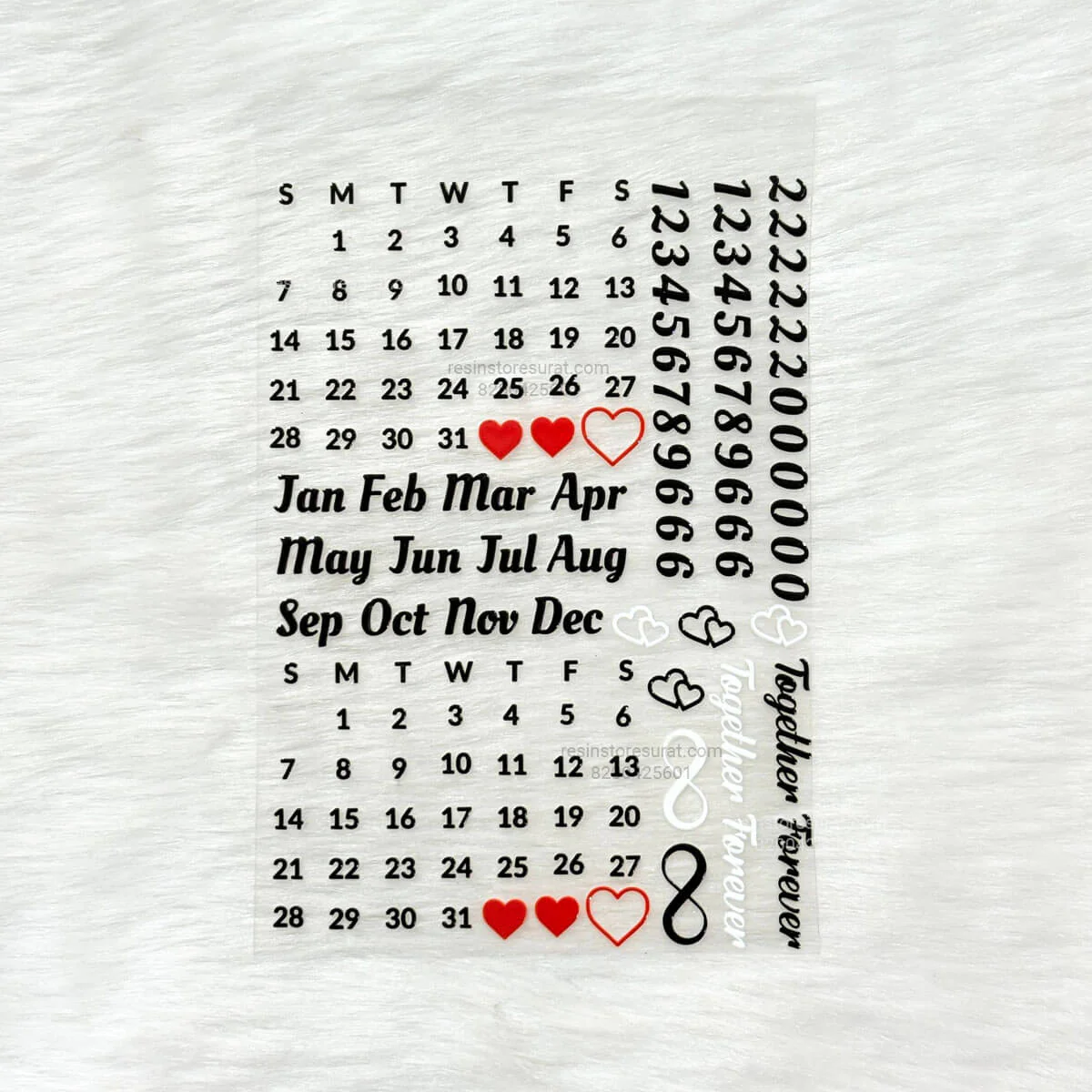 Calendar 3D UV Sticker Sheet - A6
