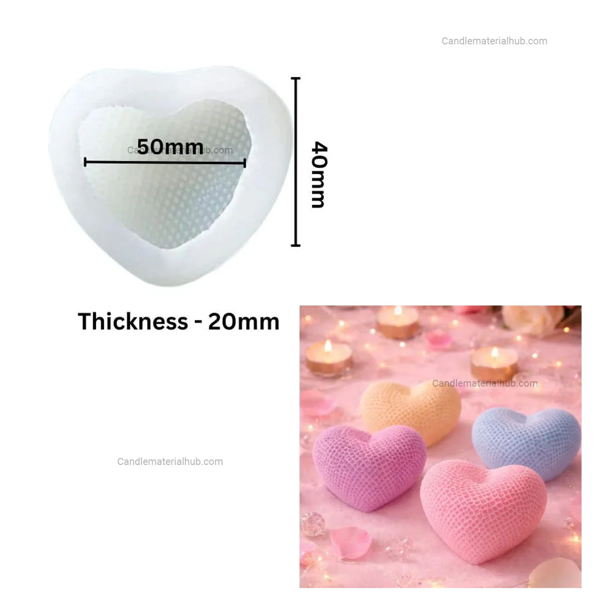 Chequered Heart Soap Candle Mould - 015