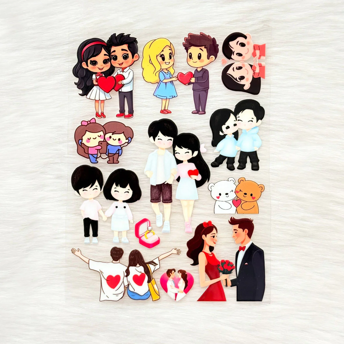 Colorful Couple 3D UV Sticker Sheet - A6