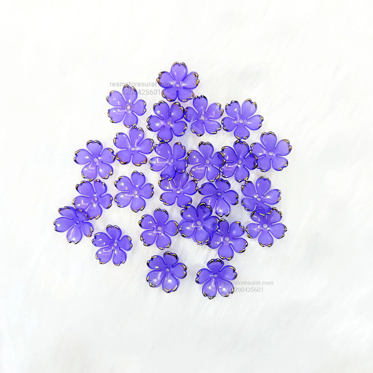 Purple Acrylic Cherry Blossom Flower Beads