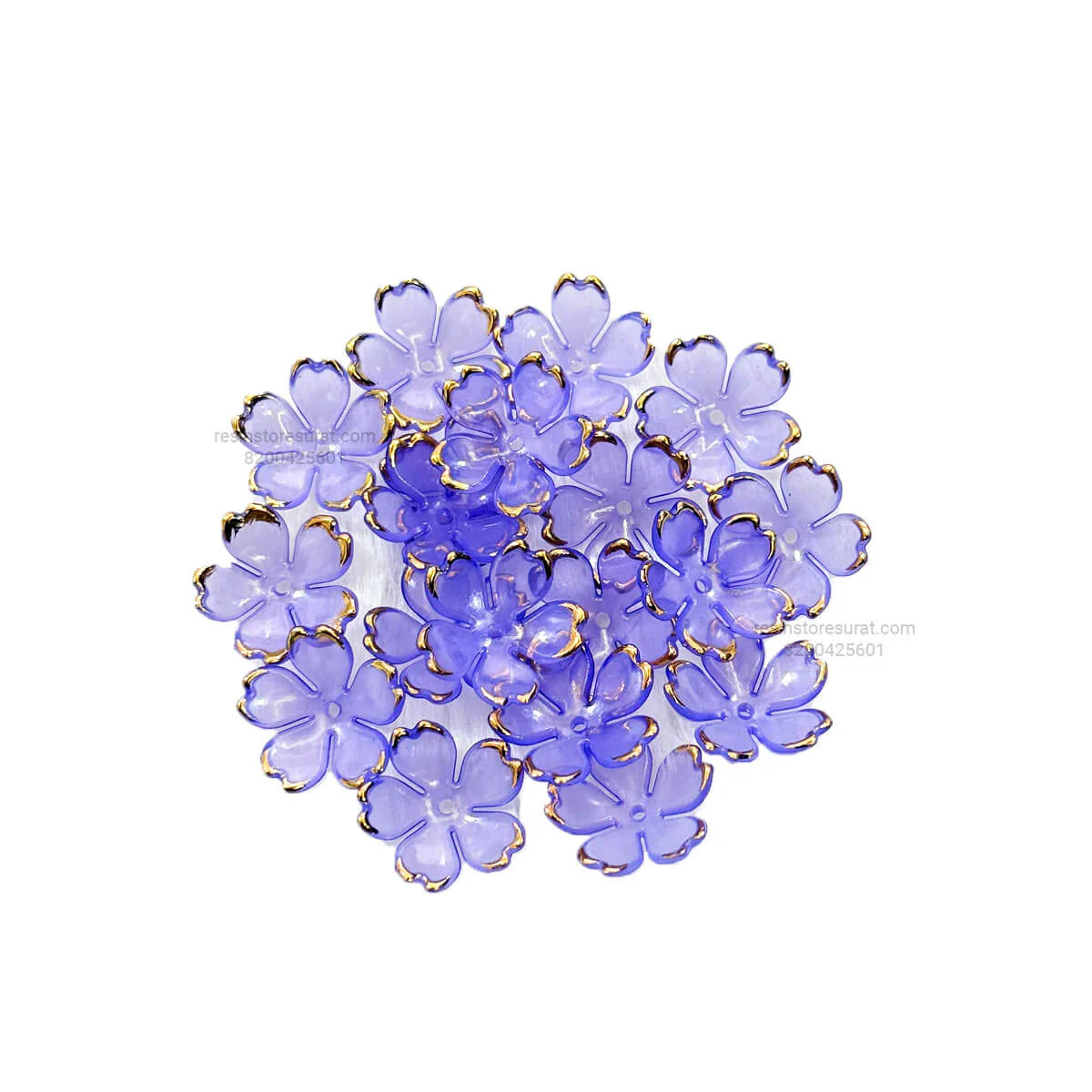 Purple Acrylic Cherry Blossom Flower Beads - Image 2