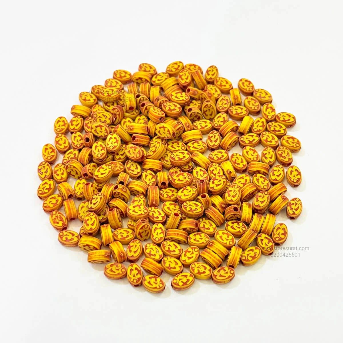 Designer Oval Om Wood Rakhi Beads - RB33