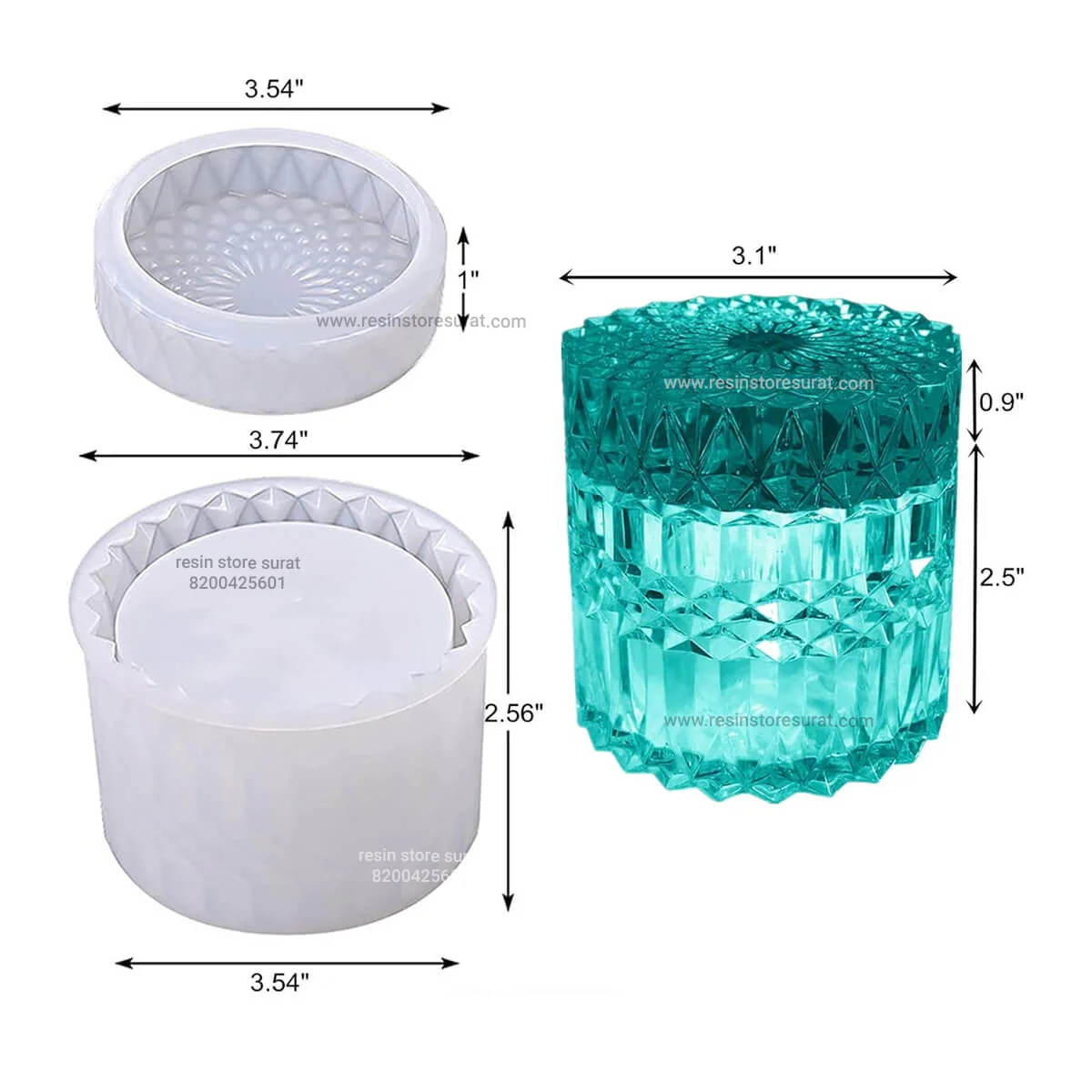 Diamond cut Jar Mould | Diamond cut Designer Box mould - Image 2