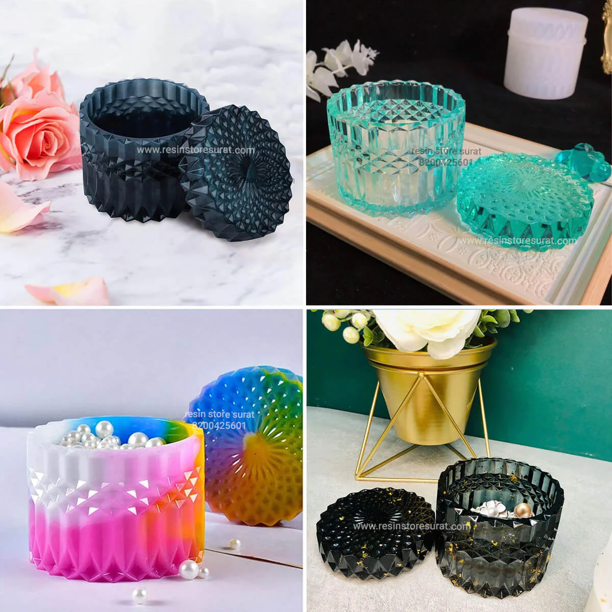 Diamond cut Jar Mould | Diamond cut Designer Box mould - Image 3
