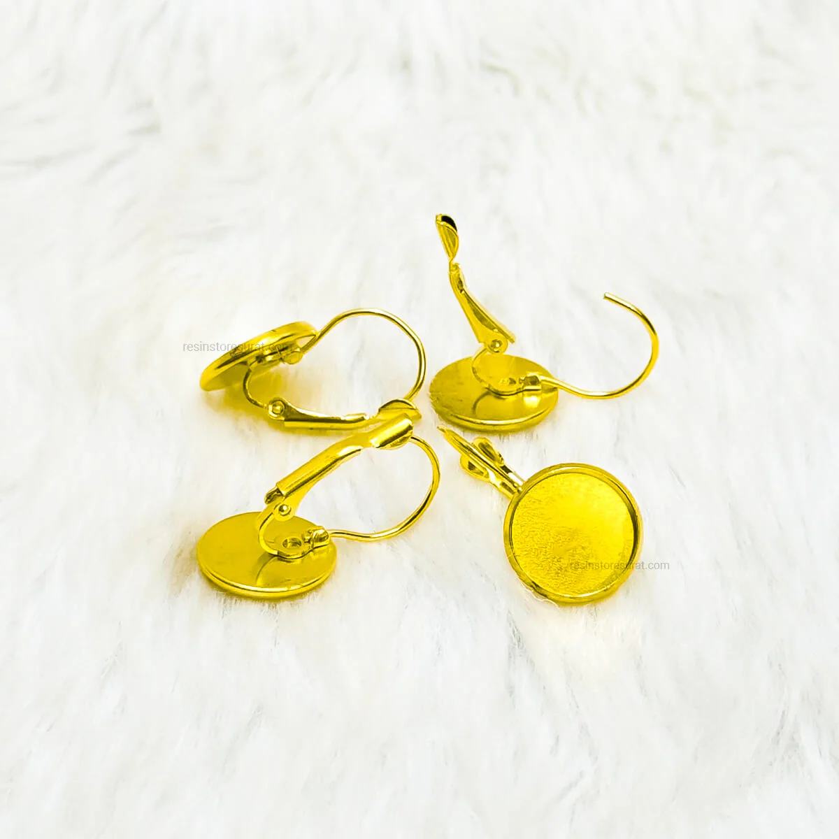 Earring Making Brass Leverback Earring Findings gold - 4 Pcs