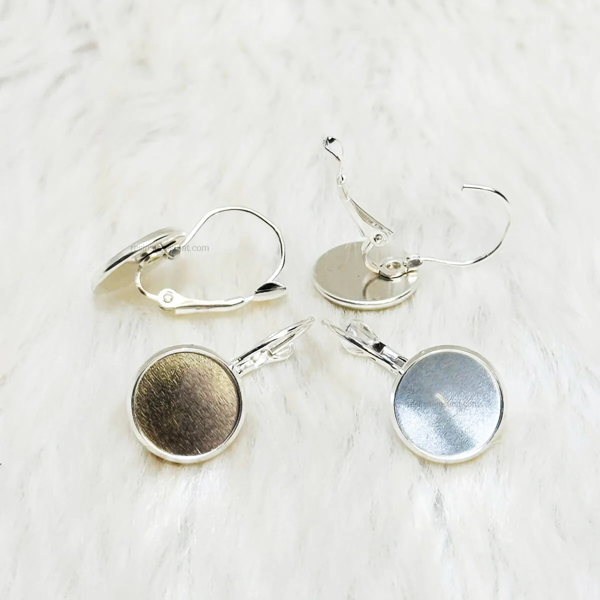 Earring Making Brass Leverback Earring Findings Silver - 4 Pcs