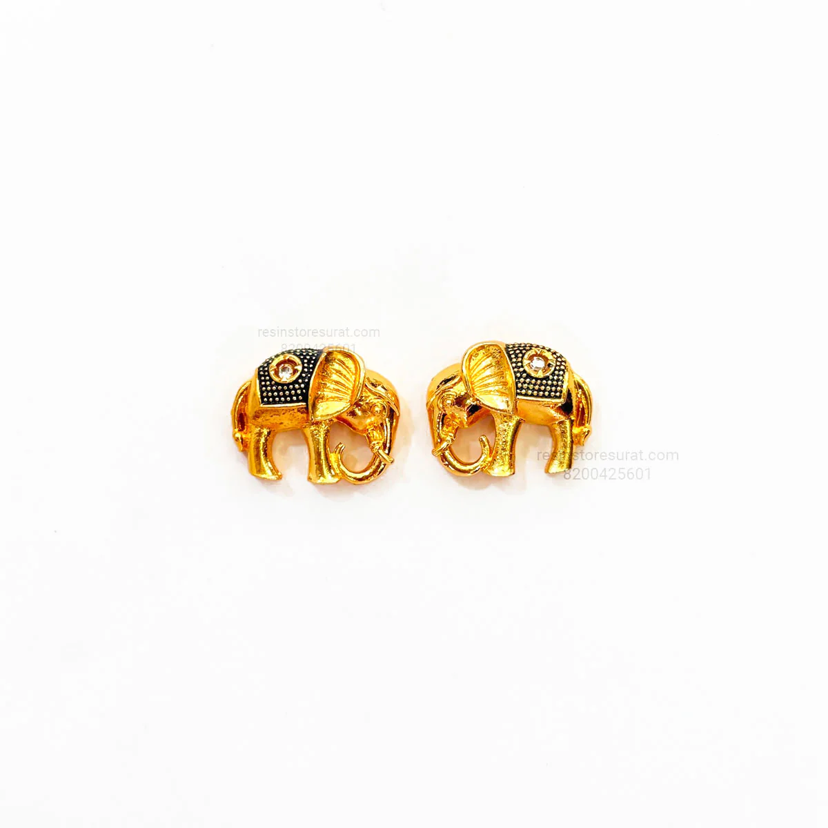 Elephant Meenakari Kundan Gold Charm D33 - 2 Pcs