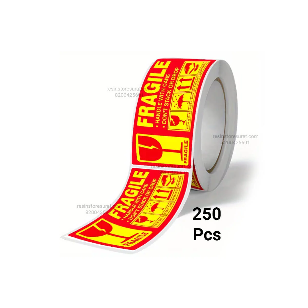 Fragile Sticker Roll Red & Yellow