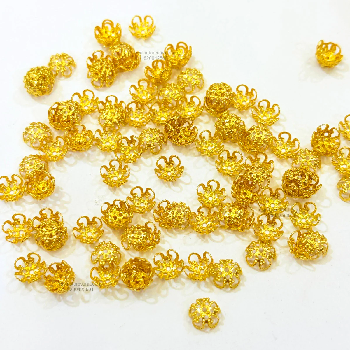 Gold Knot Flower Cap Gold Rakhi Beads - RB14