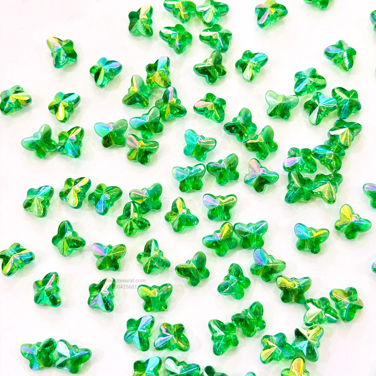 Green Reflective Butterfly Rakhi Beads - Image 2