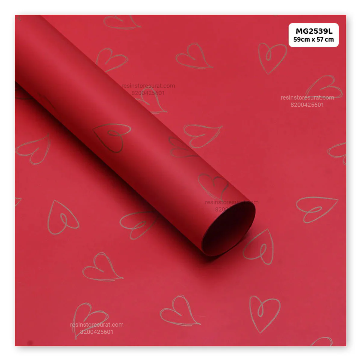 Heart Pattern Red Flower Wrapping Paper Plastic Sheet - 39L(5Sheet)