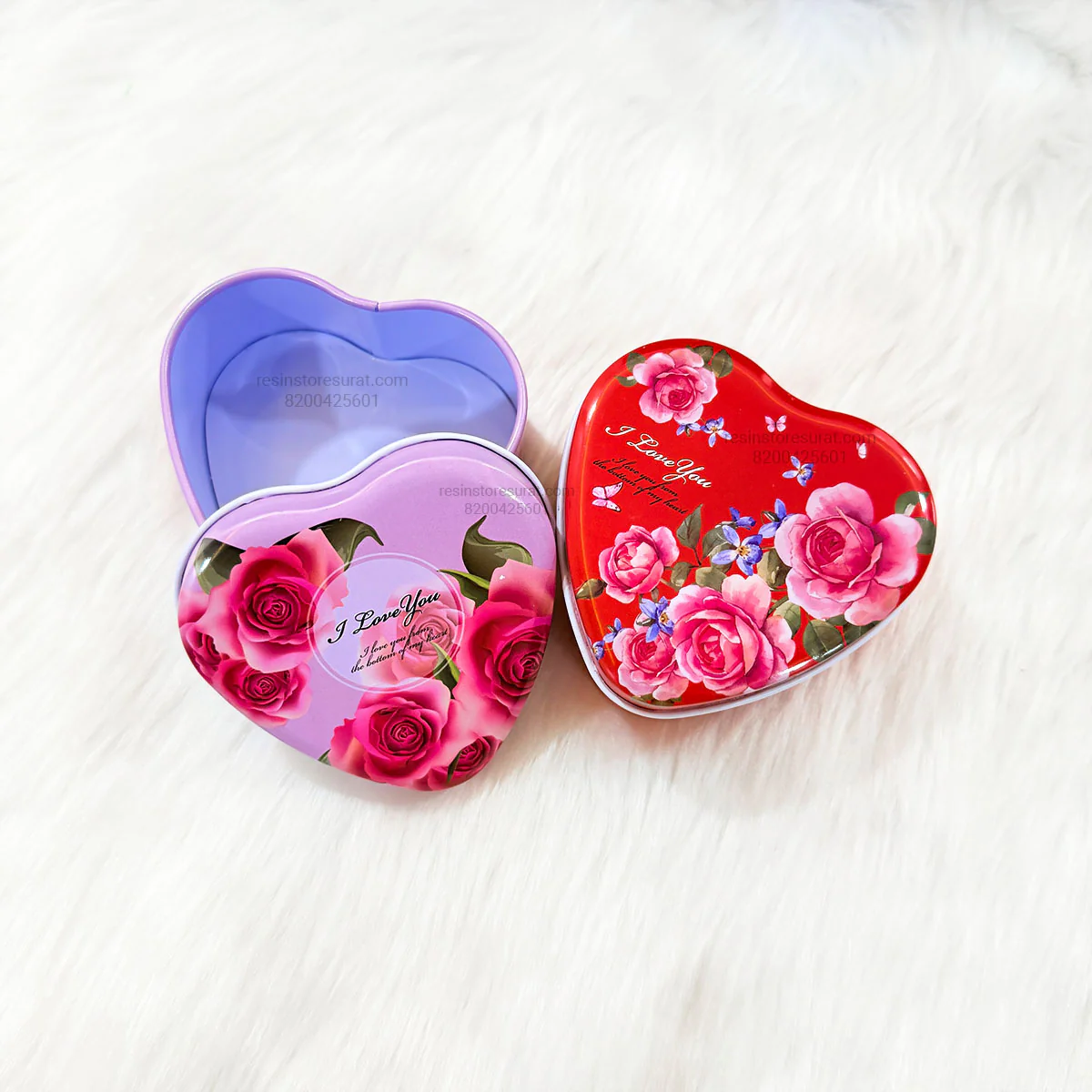 Heart Shape Love Message Tin Jar - Random Design - Image 2