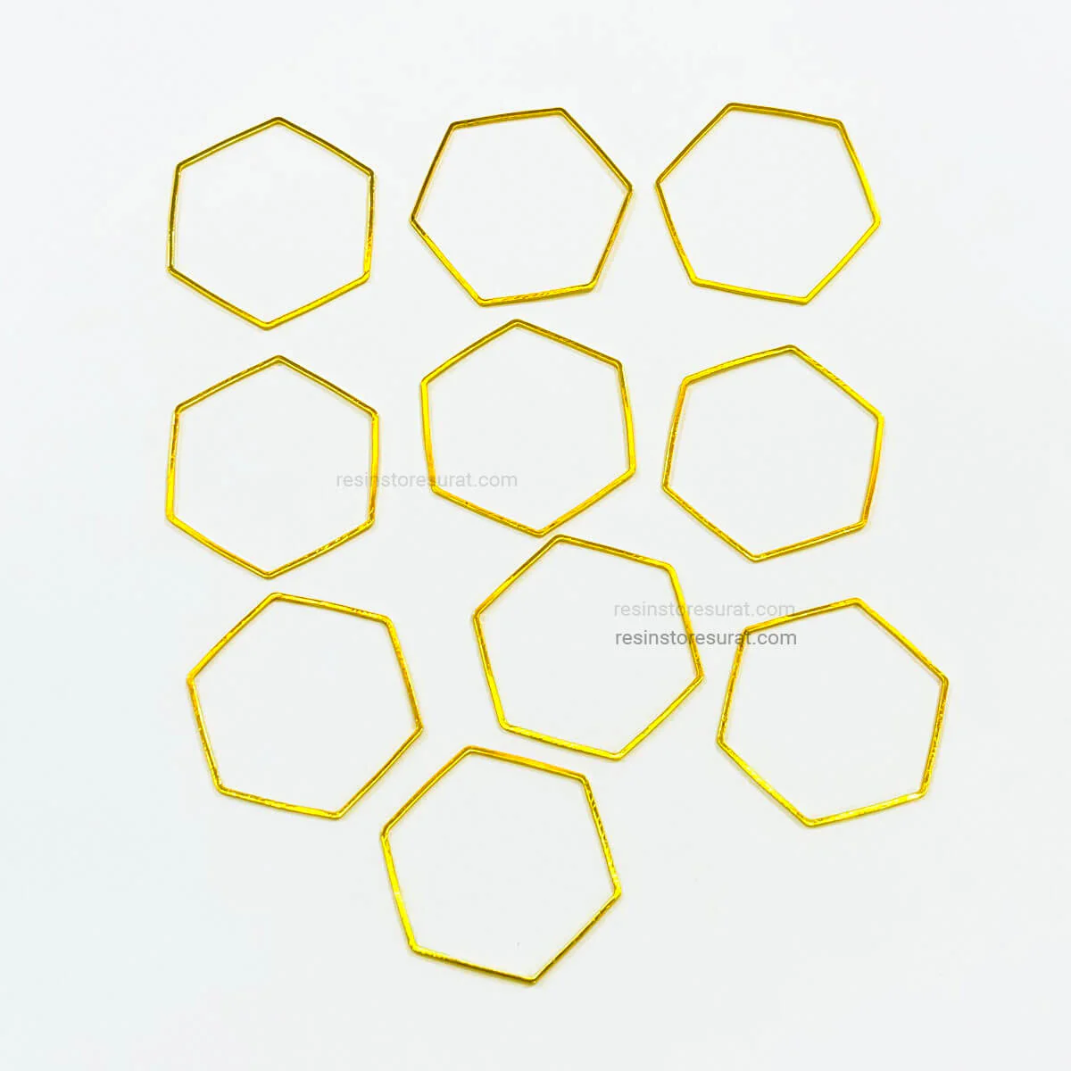 Hexagon Bezel Frame Gold - 10 Pcs