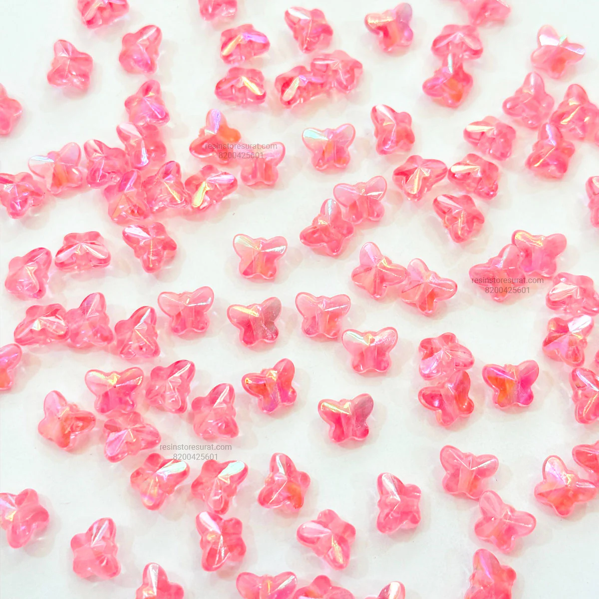 Light Pink Reflective Butterfly Rakhi Beads - Image 2