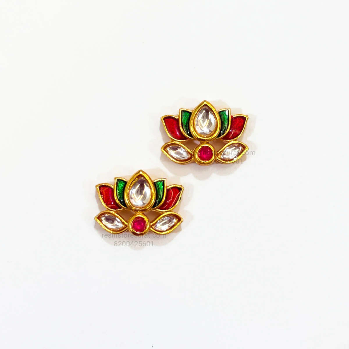 Lotus Meenakari Kundan Beads Multi Gold Charm D16