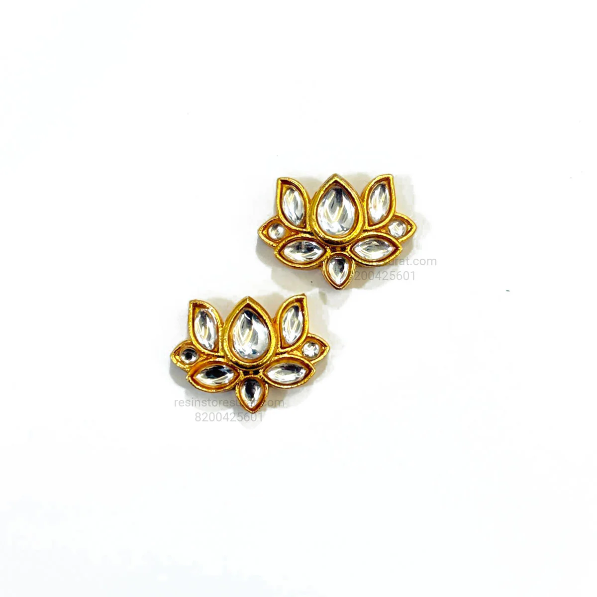 Lotus Meenakari Kundan Beads Silver Gold Charm D15