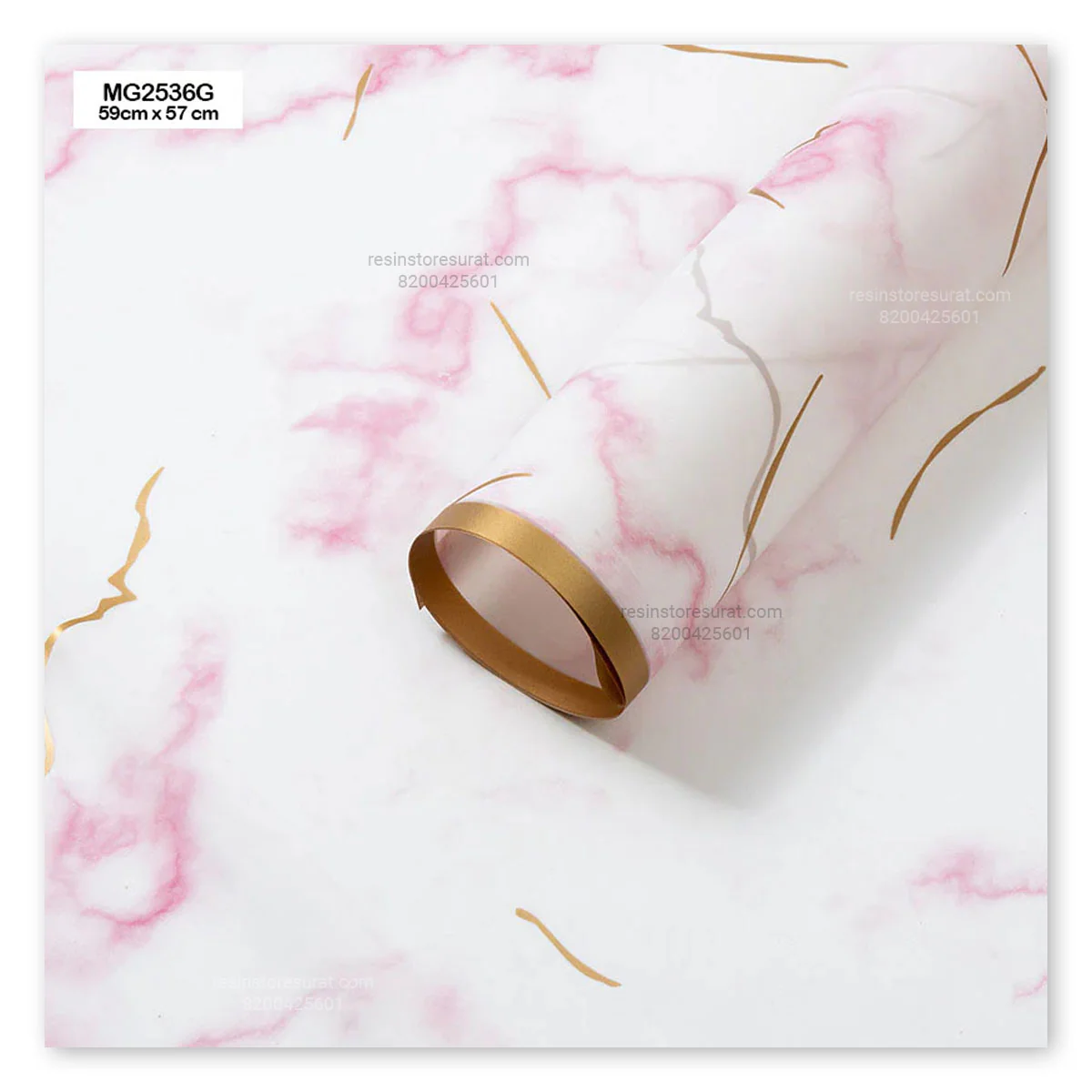 Marble Effect Pink Flower Wrapping Paper Plastic Sheet - 36G(5Sheet)
