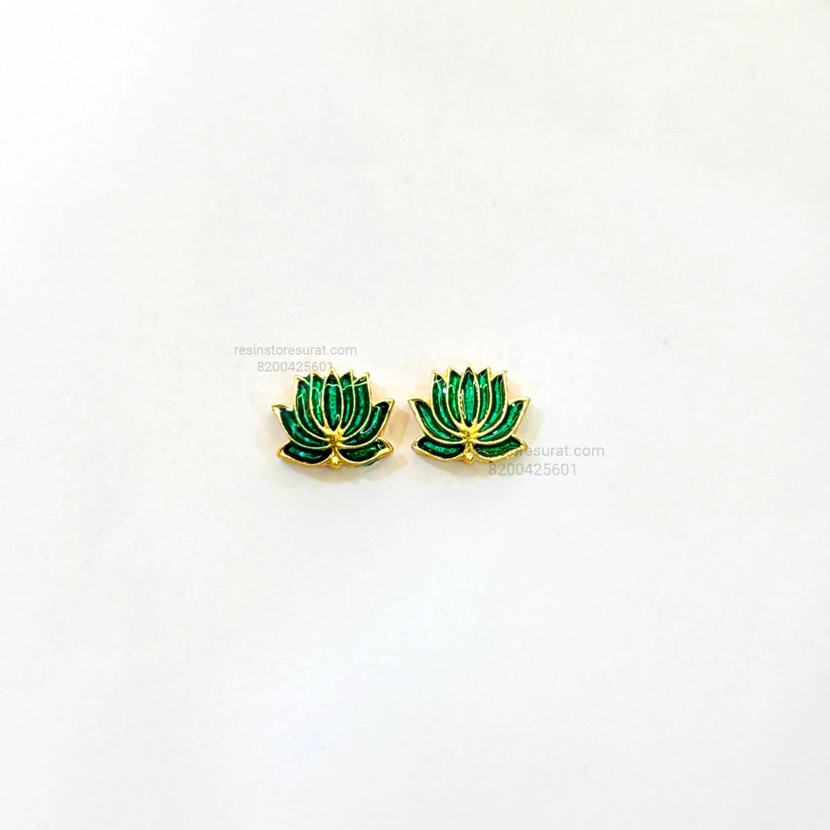 Meena Green Lotus Gold Charm B14