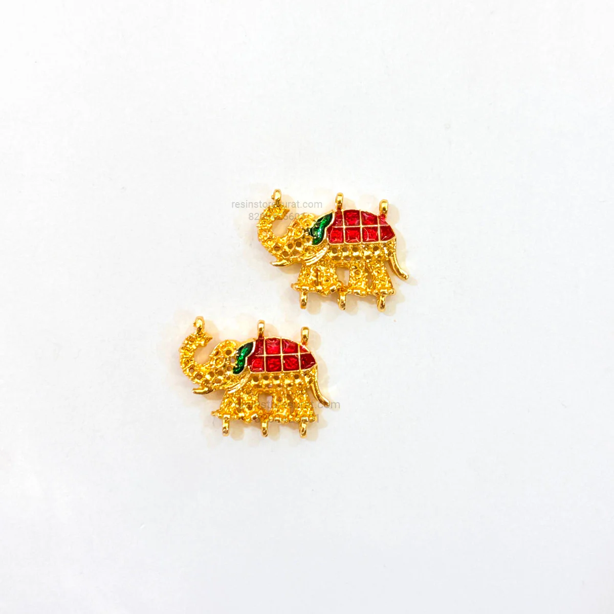 Meena Red Elephant Gold Charm C12