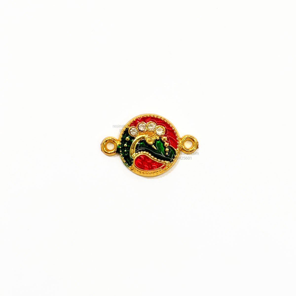 Peacock Diamond Red Green Fiber Rakhi Charm FC 27