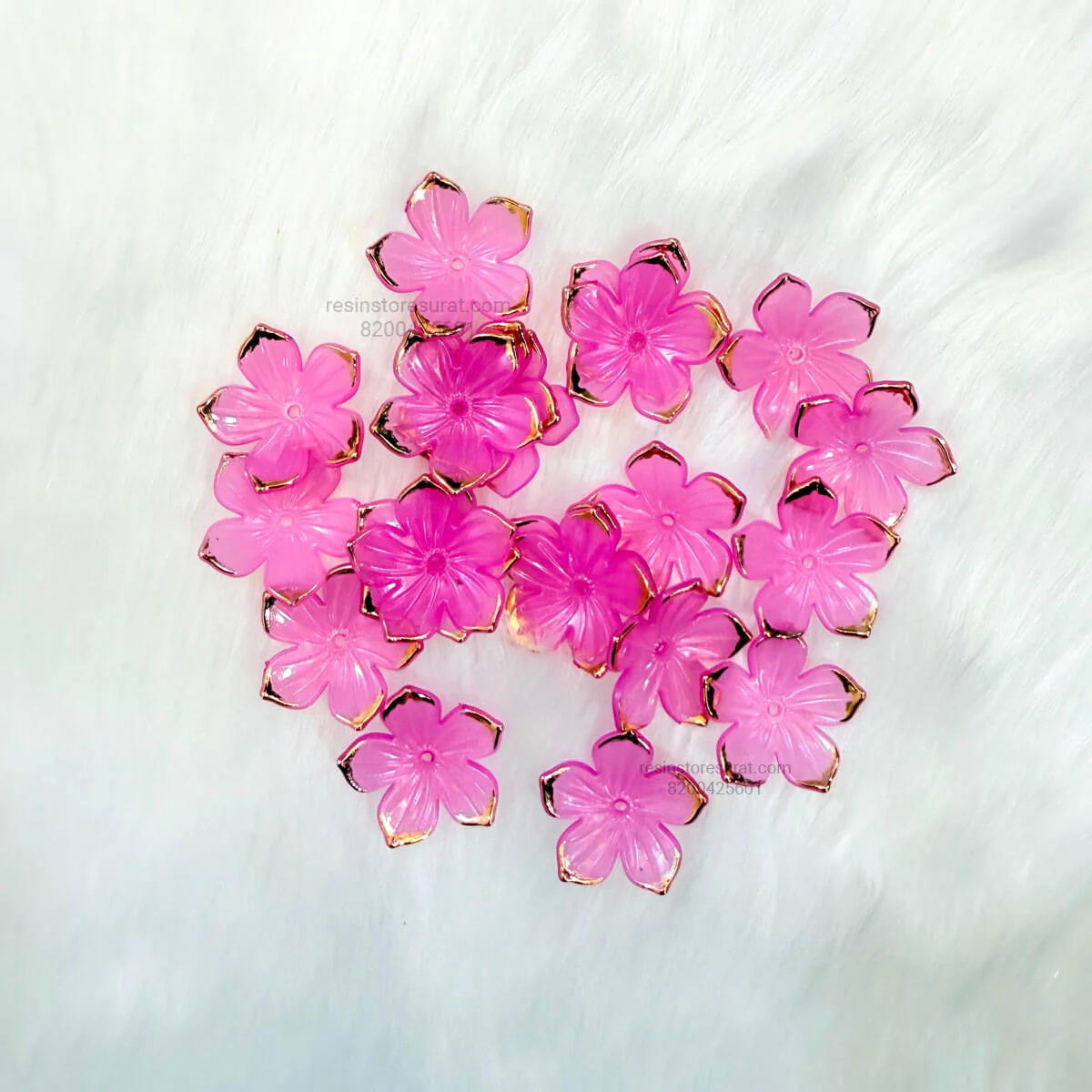 Pink Acrylic flower with golden border