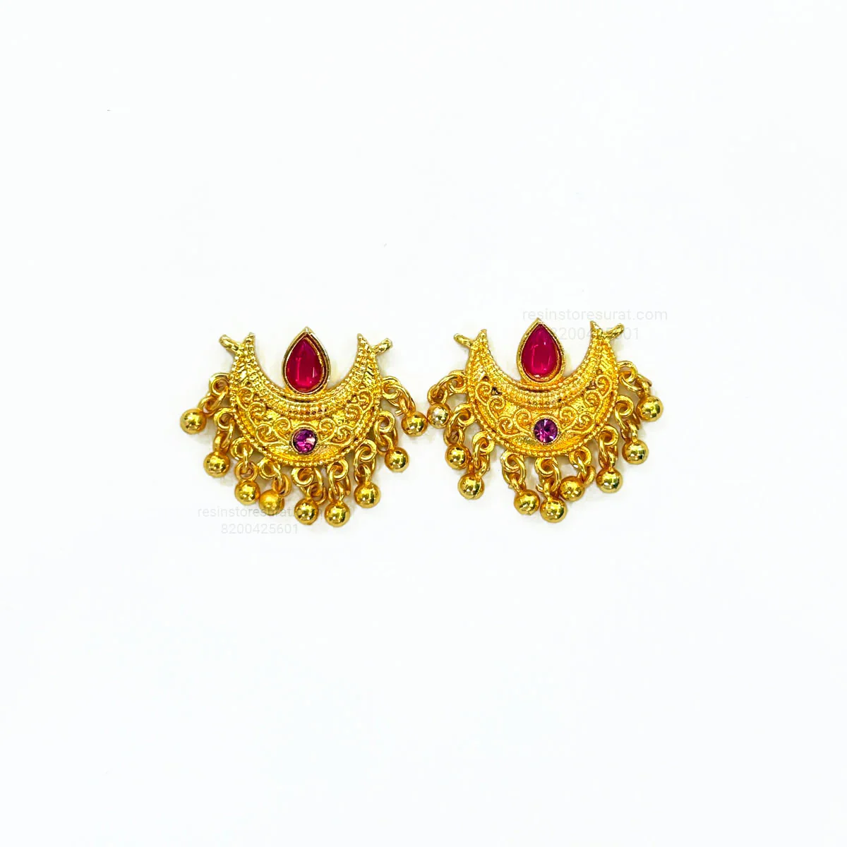 Pink and Purple Kundan Gold Charm D30 - 2 Pcs