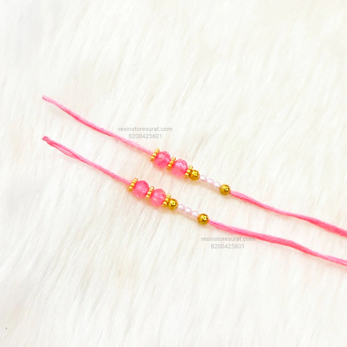 Pink Readymade Rakhi Thread - RT11 (5 Pairs)