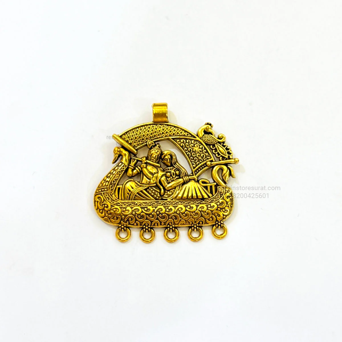 Radha Krishna Boat Gold Charm Pendant