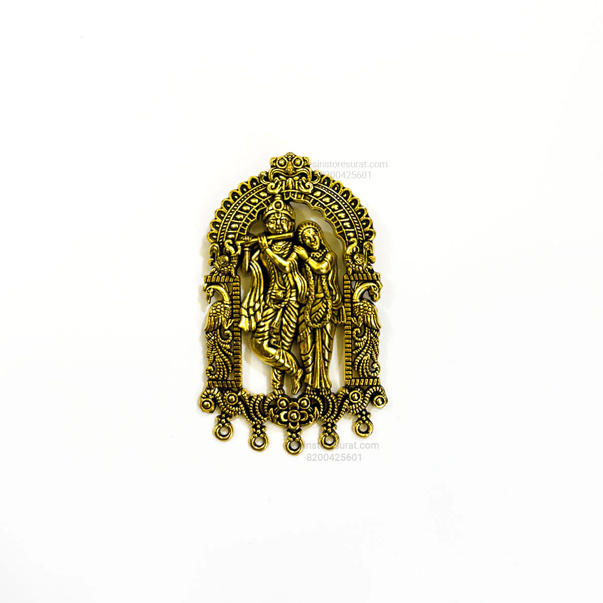 Radha Krishna Hanging Gold Pendant Charm