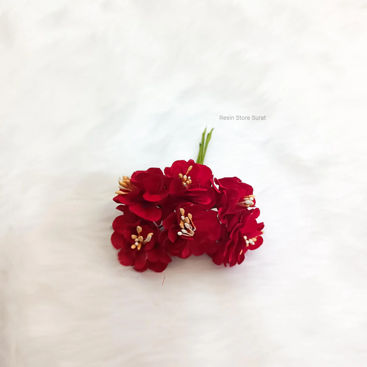 Red - 6 pcs Set Artificial Flower Bunch