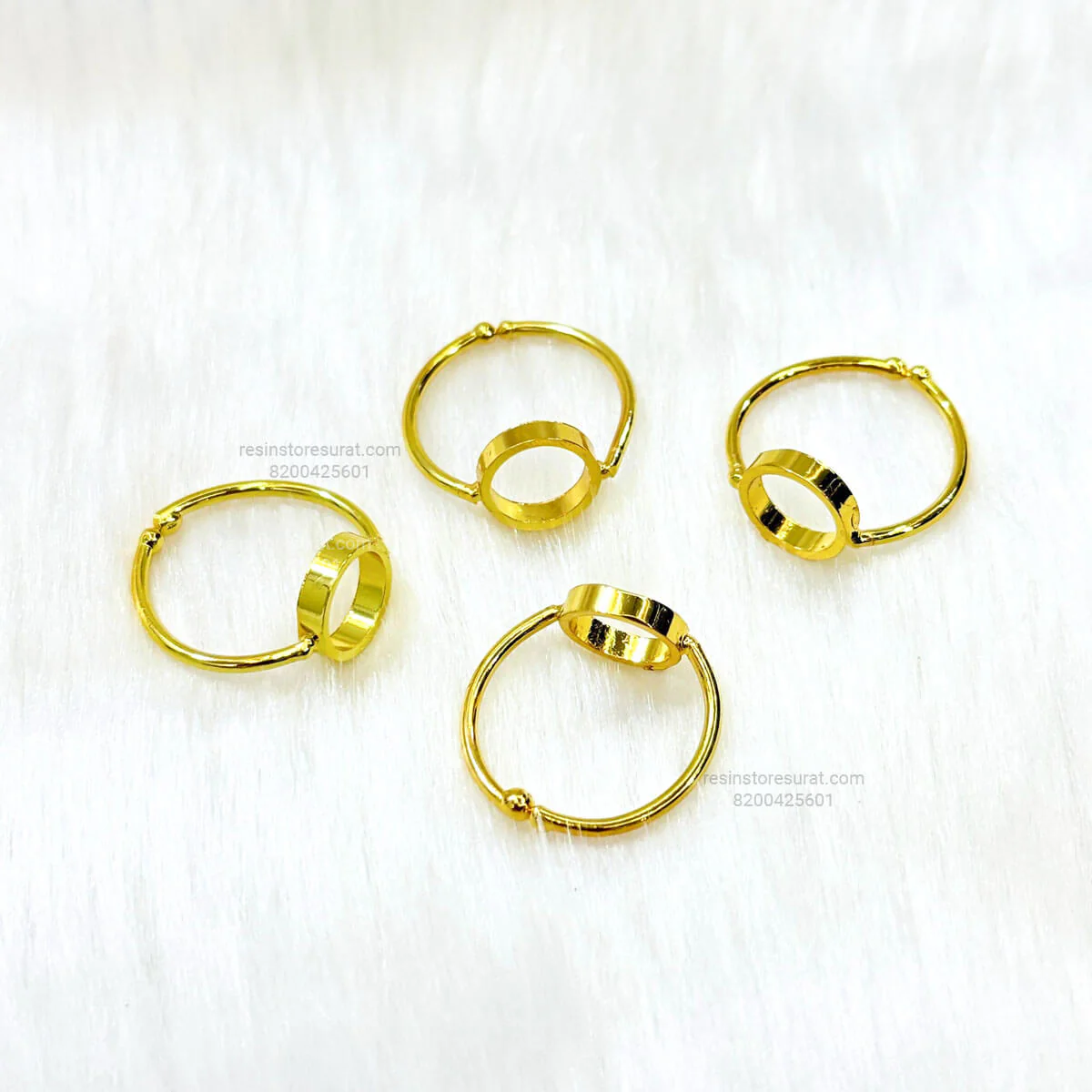 Resin Round Holo Adjustable Bezel Ring Base - Gold 1 Pcs