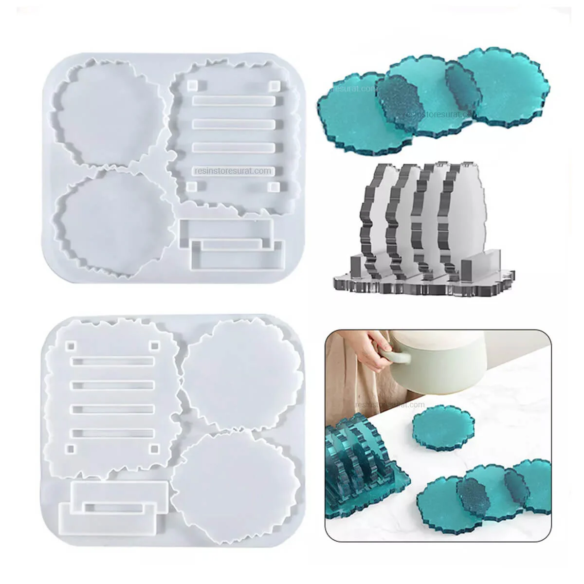 Round Agate Coaster With Stand Mould Set - Image 2