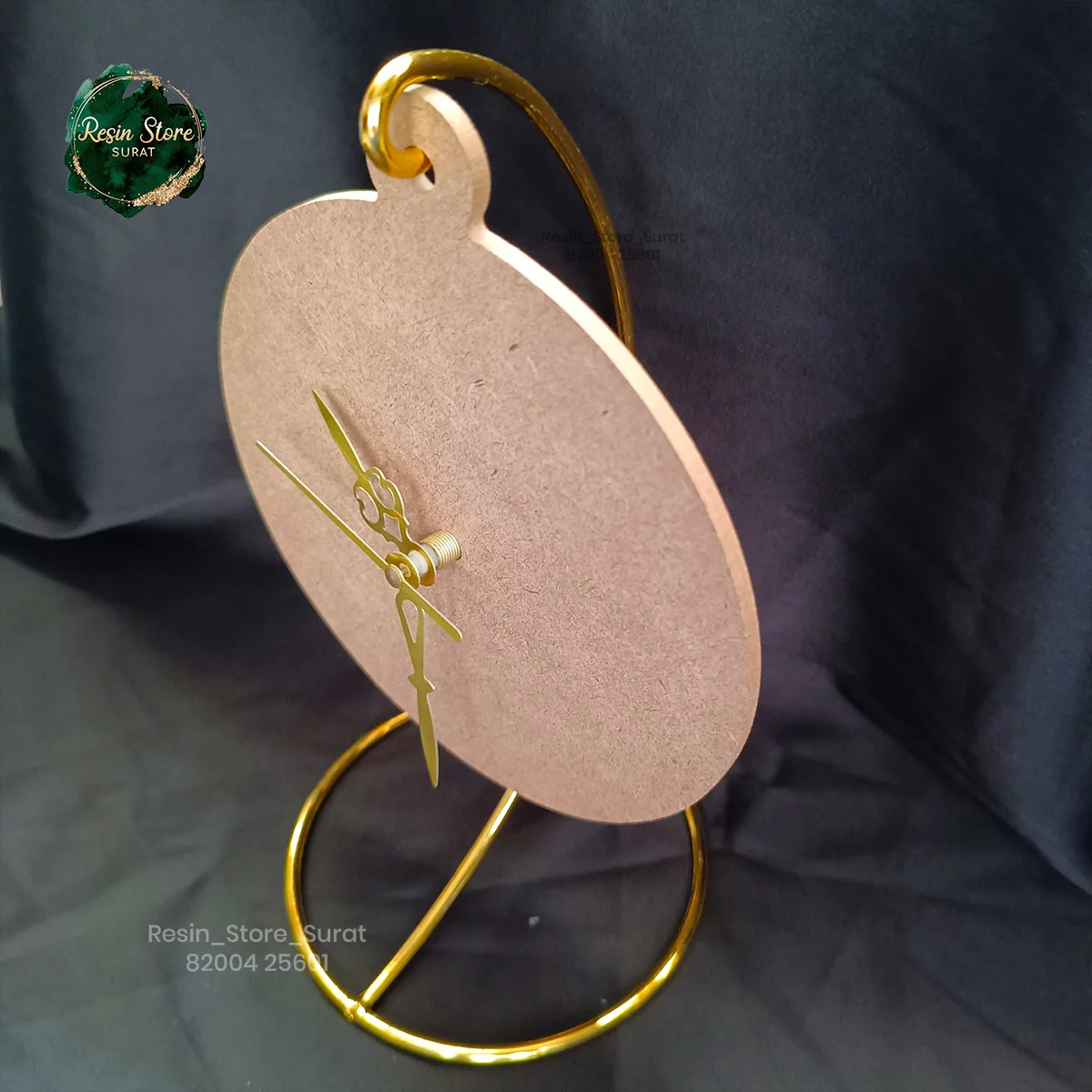 Round Mdf base Hanging Stand With Clock set Resin - Image 2